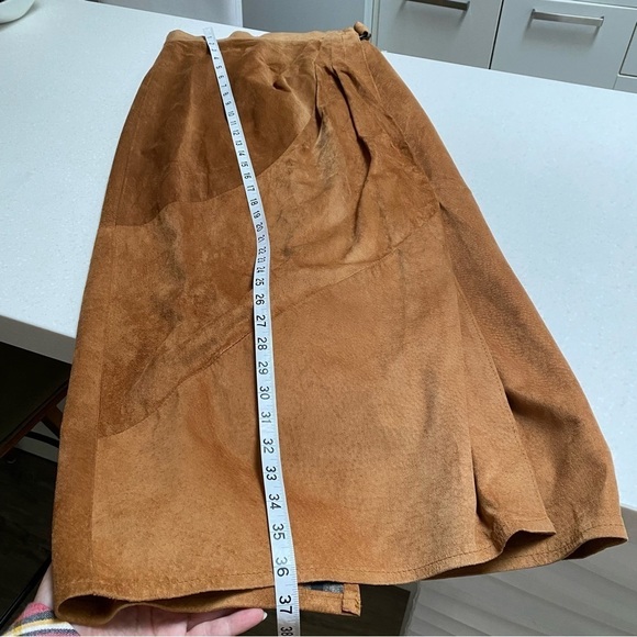 Trendy DANIER leather suede maxi vintage skirt w retro midcentury YTK Vibe - Picture 12 of 16